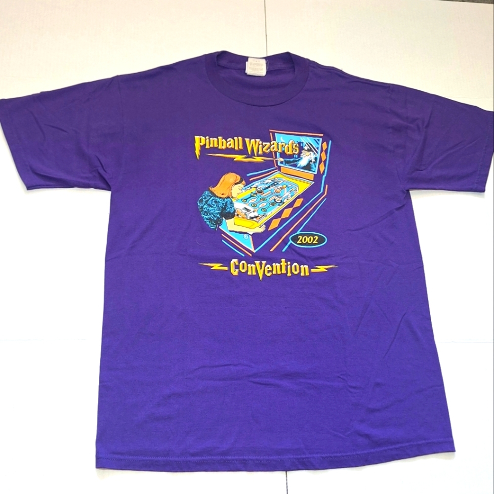 Vintage 2002 Pinball Wizards Convention Tshirt Mens Size Large Purple